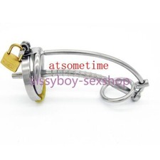 Stainless Steel Male Chastity Device Belt with Metal Tube Cage Lock Binding Men