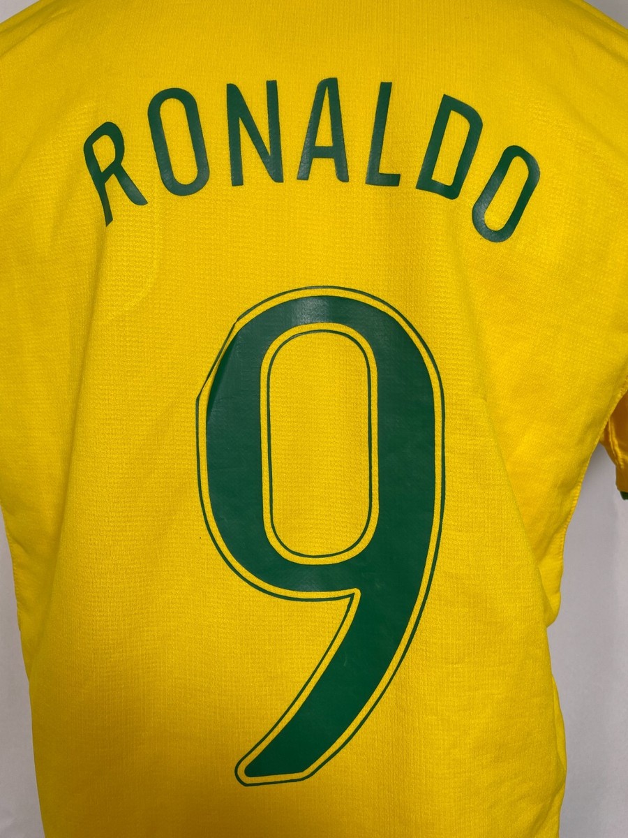 VTG Ronaldo #9 Brazil Nike Home Gold Soccer Jersey Men's XL | eBay