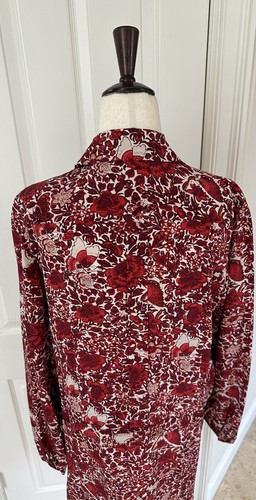 Tory Burch Size 8 Women’s 100% Silk Cora Long Sleeve Floral Shirt Dress Red - Picture 17 of 22