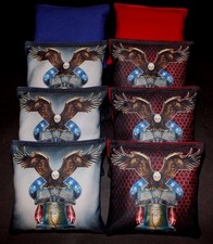 USA Patriotic Liberty Bell Eagle Red and Blue 8 ACA Regulation Cornhole bags B30