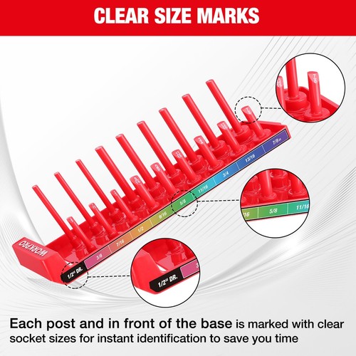 WORKPRO 4PC/8PC Socket Organizer Set Socket Holder Tray 1/4" 3/8" 1/2 SAE/Metric - Picture 20 of 27
