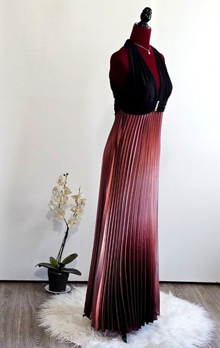 Vintage Betsy & Adam Women Black Ombre Burgundy Rhinestone Long Dress Sz 10 2333 - Picture 3 of 14