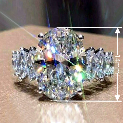 Fashion 925 Silver Filled Ring Oval Cubic Zircon Women Wedding Jewelry Sz 6-10 - Picture 6 of 32