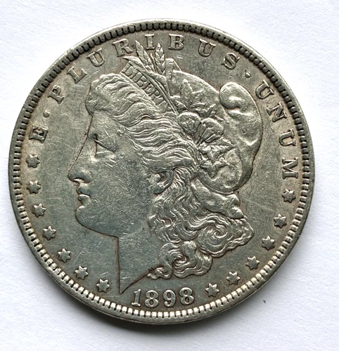 1898 P MORGAN SILVER DOLLAR, CIRCULATED, F-VF