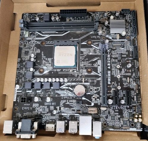 ASUS PRIME A320M-K MOTHERBOARD WITH AMD RYZEN 3 2200G CPU, I/O SHIELD - Picture 1 of 2