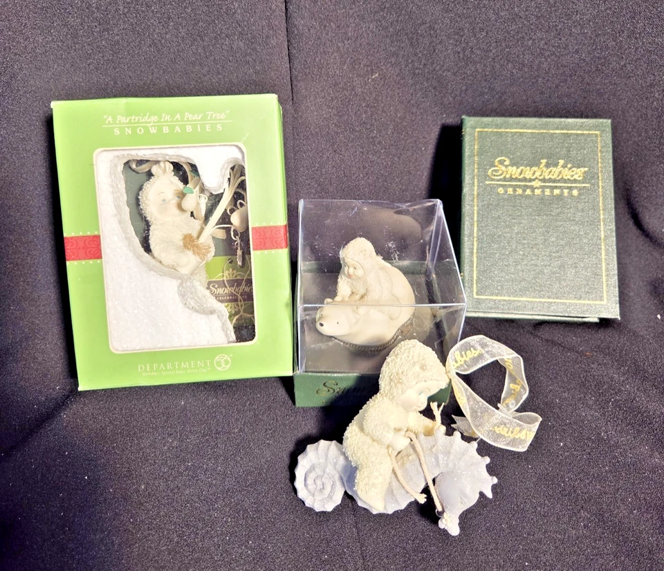 DEPARTAMENTO 56 VINTAGE SNOWBABIES ÁRBOL ADORNOS LOTE DE 4 Foto 2 de 4