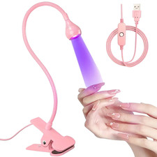 365nm UV Nail Lamp Clip-On, USB Gooseneck Curing Light, 4 Brightness Levels