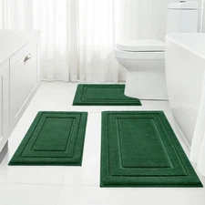 HOMEIDEAS Bathroom Rugs Sets 3 Piece, Super Soft and Absorbent Non Slip
