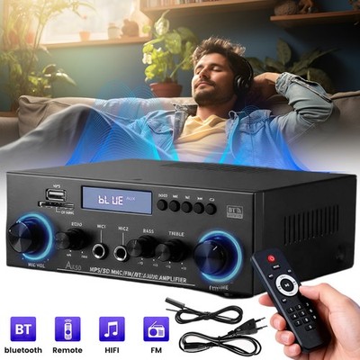 800W HiFi Verstärker Bluetooth 5.0 Mini Stereo Audio Amplifier Receiver FM Radio