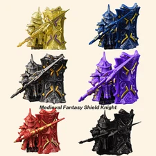 Custom Medieval Fantasy Shield Knight Minifigure Heavy Armor Spear Warrior
