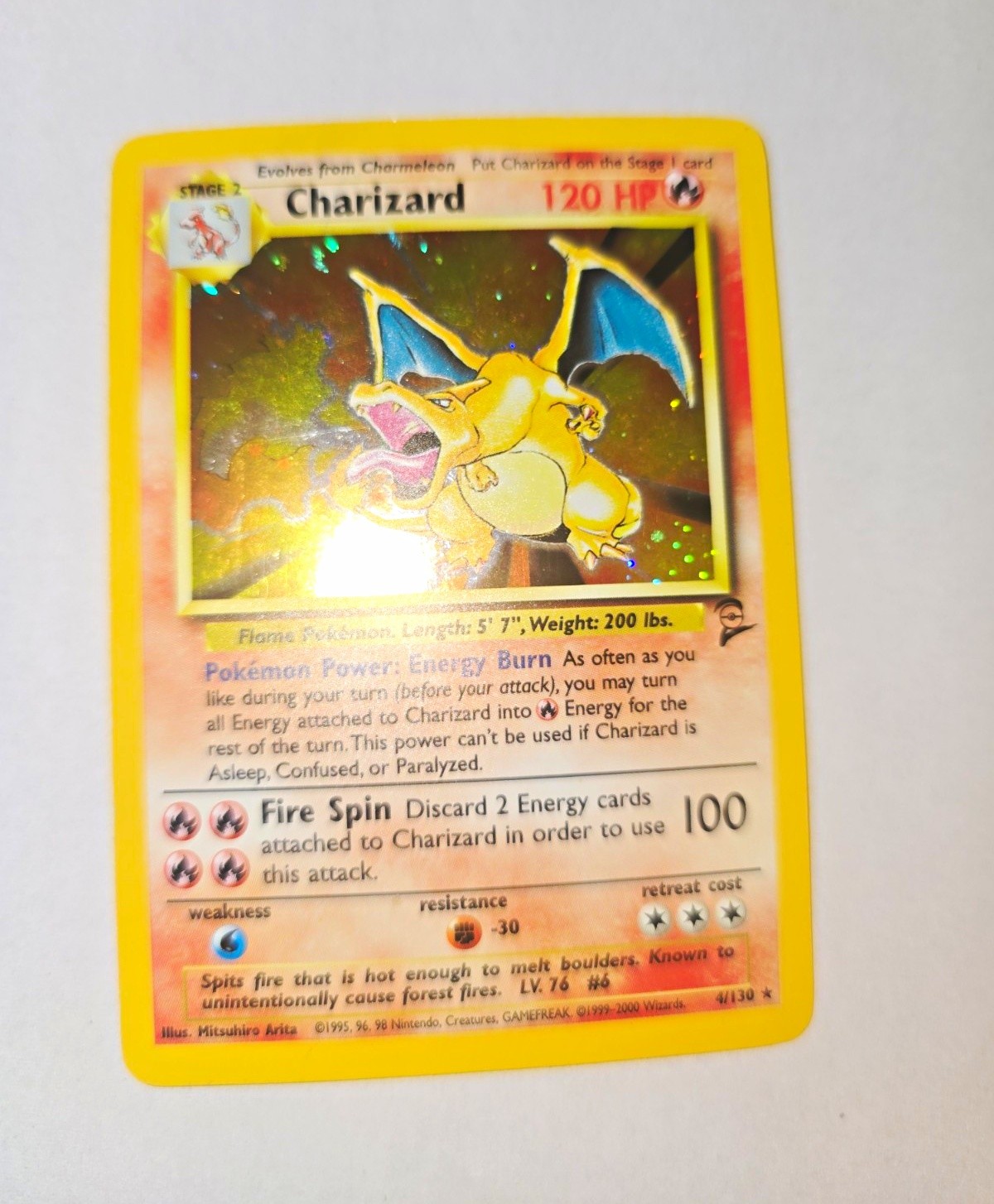 Charizard Base Set 2 Holo Rare 4/130 120 HP Stage 2 English 1999 Arita
