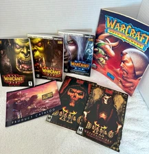 Blizzard Warcraft & Diablo Vintage Strategy Guide & Manual Lot Orcs & Humans, Re