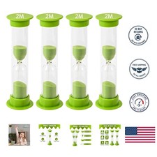 Colorful Green Acrylic Sand Timer Set for Kids - 4 Pack, 2 Minutes Each