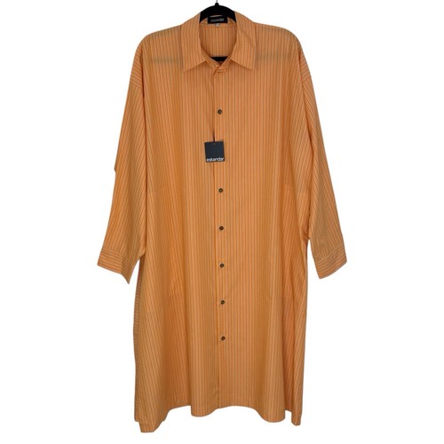 Eskandar Size 2 Slim A-Line Long Sleeve Shirt Dress Striped Pockets NEW $850