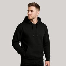 Men Hoodie Casual Hooded Solid Pocket Sweatshirts Pullover Sweater Tops Black