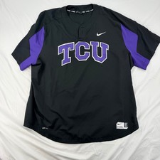 Nike BSBL TCU Horned Frogs Baseball Dri-FIT Pullover Shirt Mens 3XL Black Purple