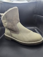 UGG Naiyah Boot Size 7 Gray Nubuck Leather Sheepskin Water Resistant Wool Lined