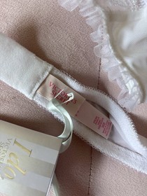 Victoria&rsquo;s Secret Vintage white &ldquo;I do&rdquo; 36 B bra, M panty and M/L garter w/stocki