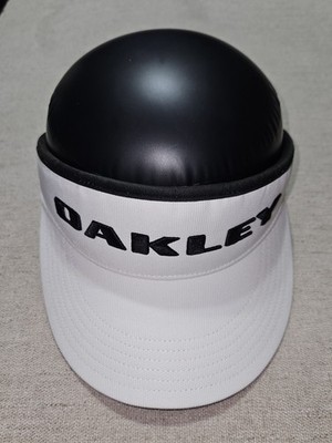 Oakley Hydrolix High Crown Visor Vtg Y2K Performance White Black Spellout Golf