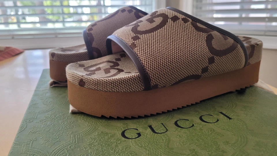 Gucci Marco GG Canvas Camel Slides - Image 2 of 4