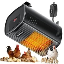 Chicken Coop Heater for Winter With Thermostat, 600W/300W Winter Chicken Black