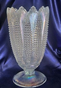 VINTAGE L.E. SMITH CARNIVAL GLASS VASE 9.5"