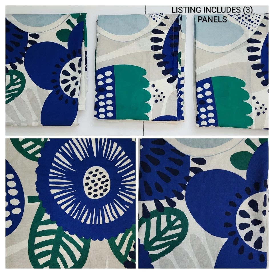 IKEA 1999 Retro Mod IRMELIN por Emma Hagman Flores Grandes (3) Paneles Cortina 85x56 Foto 2 de 4