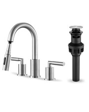 Bathroom Faucet with Sprayer, Widespread Bathroom Faucets Brushed Nickel 8 In...