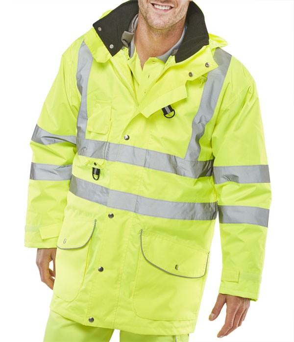 Beeswift Elsener Hi-Vis 7-In-1 Jacket Bodywarmer Waterproof Saturn Yellow M