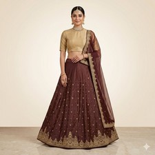 Sanskriti Vintage Maroon Art Silk Unstitched Lehenga Hand Embroidered Zardozi