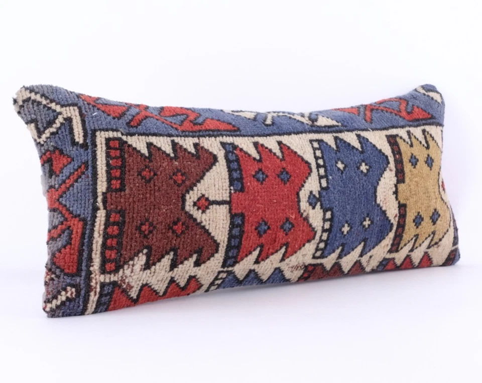 10"x24" 25x60 Hand Woven Turkish Anatolian Kilim Vintage Pillow Cover Cushion - Image 3 of 4