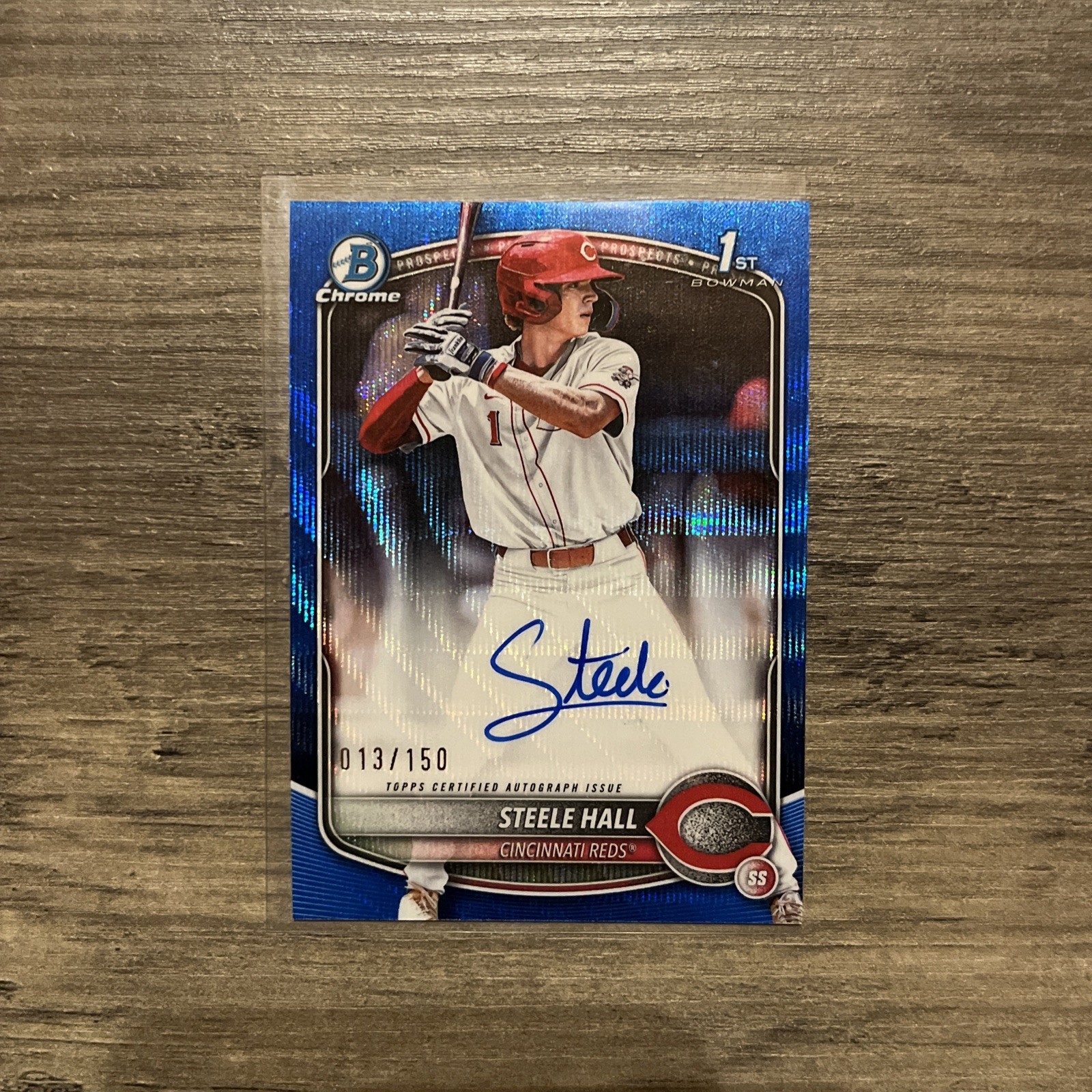 2025 Bowman Draft Chrome Steele Hall 1st Bowman Blue Wave Refractor Auto /150