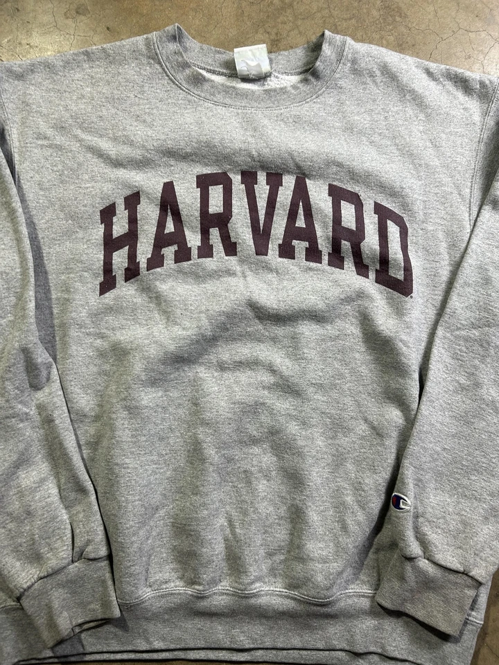 Suéter Harvard Carmesí Para Hombres Gris NCAA Universidad Pullover Cuello Redondo Vellón Crew Foto 2 de 4