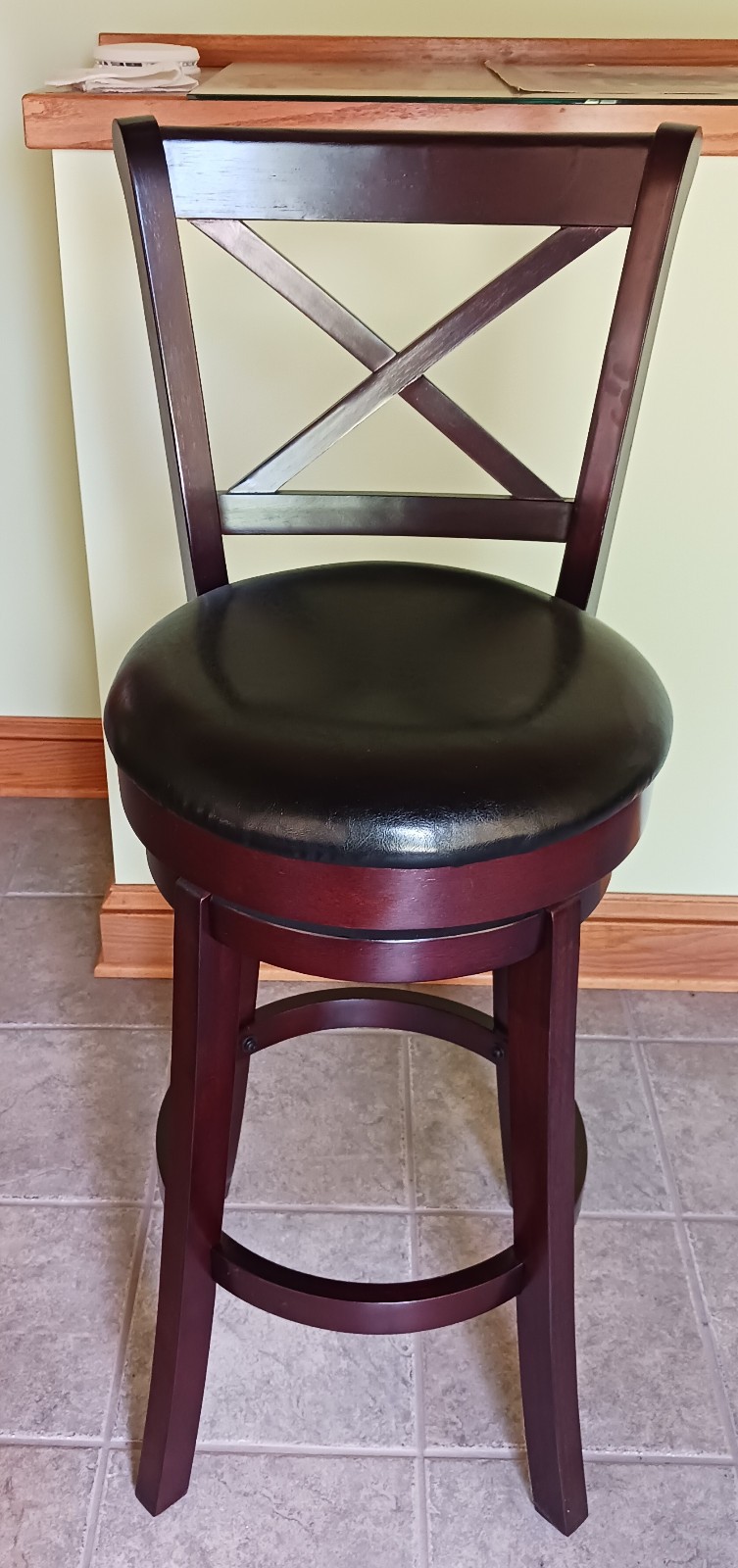 Swivel Counter Height High Back Swivel Bar Stool Wood Counter Stool Chair
