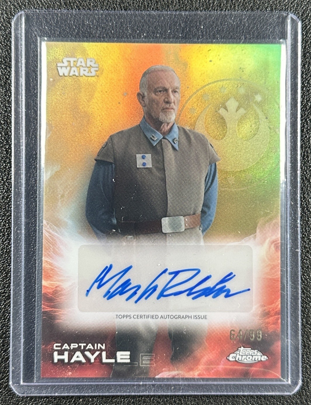 MARK ROLSTON CAPTAIN HAYLE 2025 TOPPS CHROME STAR WARS AUTO GREEN REFRACTOR /99 view 1