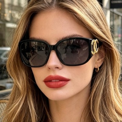 Chanel CH6014 Women Sunglasses Designer Vintage CC Mark Oversized Wrap Shades