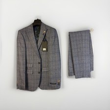 Nineteen Hundred&Four NWT Blue Prince of Wales Check Suit 36R 30R Peacock Lining