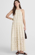 Madewell Embroidered Drop-Waist Maxi Dress Floral Eyelet Cream Size S