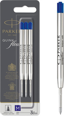 Parker Ballpoint Pen Refills | Medium Point | Blue Quinkflow Ink | 3 Count