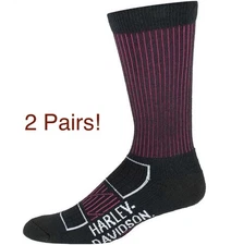 Harley Davidson Socks Women’s Medium 2 Pair NEW Pink Black Motorcycle Riding