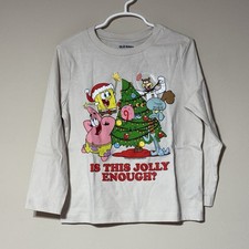 Old Navy Boys XS 5 Long Sleeve SPONGEBOB Christmas T-shirt. Colorful, Festive