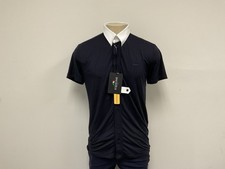 Equiline Men's Short Sleeve Show Shirt Navy White Collar XXL EU 42 Competition