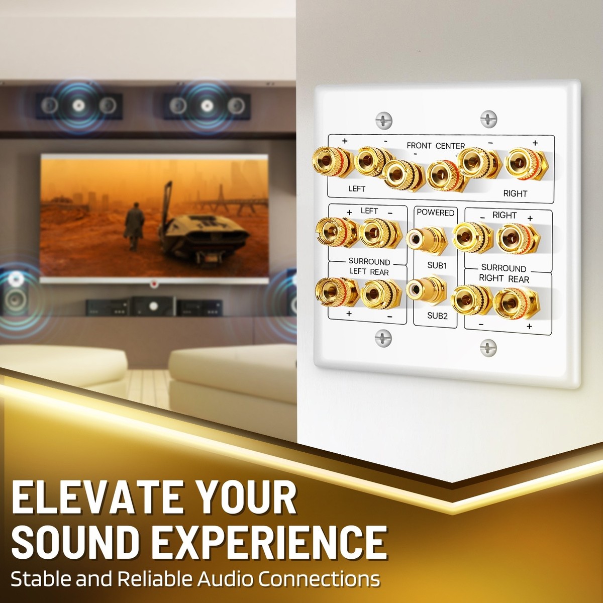 Piastra Da Parete Con Terminali A Banana Per Altoparlanti, In Rame E ABS, Doppio Connettore, Per Home Theater E Amplificatori, Bianca
