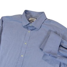 Charles Tyrwhitt Mens Dress Shirt 18 35 Classic Fit Light Blue Geometric French