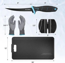 FLISSA 4PCS Fish Fillet Set with 6" Fillet Knife 24"*13" Non-Slip Fish Fillet