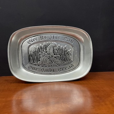 Vtg Wilton USA Armetale Metal Tray  Give Us This Day 
