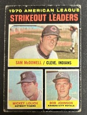 1971 Topps “1970 A.L. Strikeout Leaders” Sam McDowell Mickey Lolich Bob Johnson