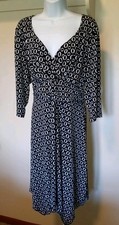 Studio 1940 Black & White Dress Size 18-20 Teacher Wrap Top Belt Geometric