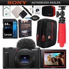 Sony ZV-1 II Vlog Camera with 4K Video Content Creators Vloggers Black Bundle