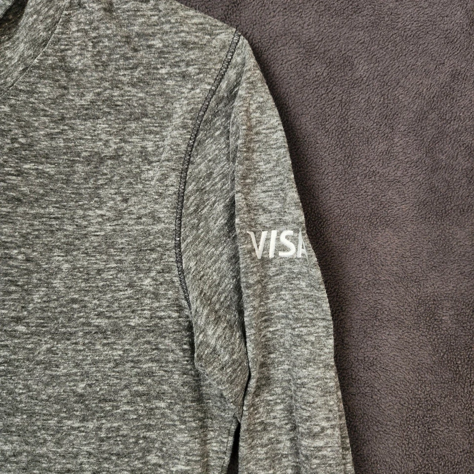 Top deportivo Alo para mujer pequeño gris jaspeado manga larga con capucha logotipo ligero Foto 2 de 4